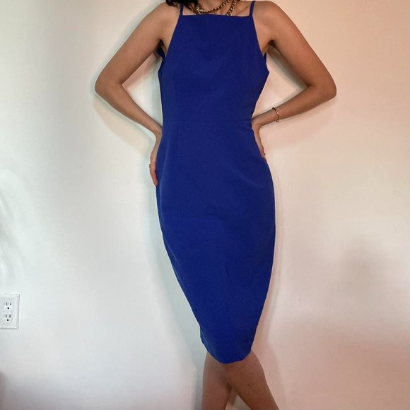 H&M Dresses & Skirts - blue dress with zipper and slit